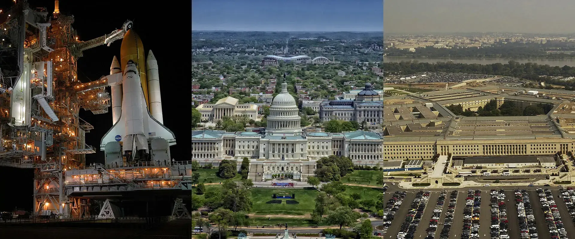 A series of three photos showing the capitol building.